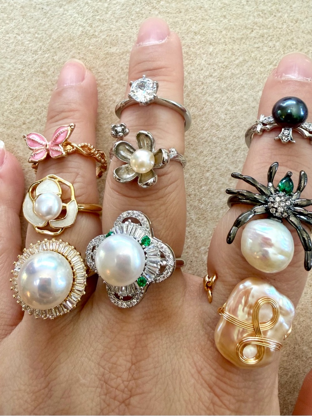 Fashion Pearl Rings - Multi-Color Pearl Rings
